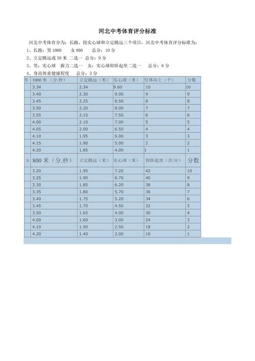 河北四项评分标准